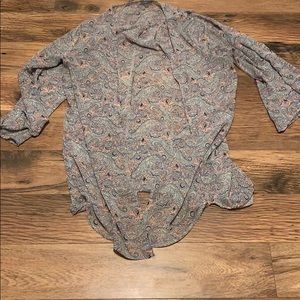 Charlotte Russe pink and blue patterned kimono